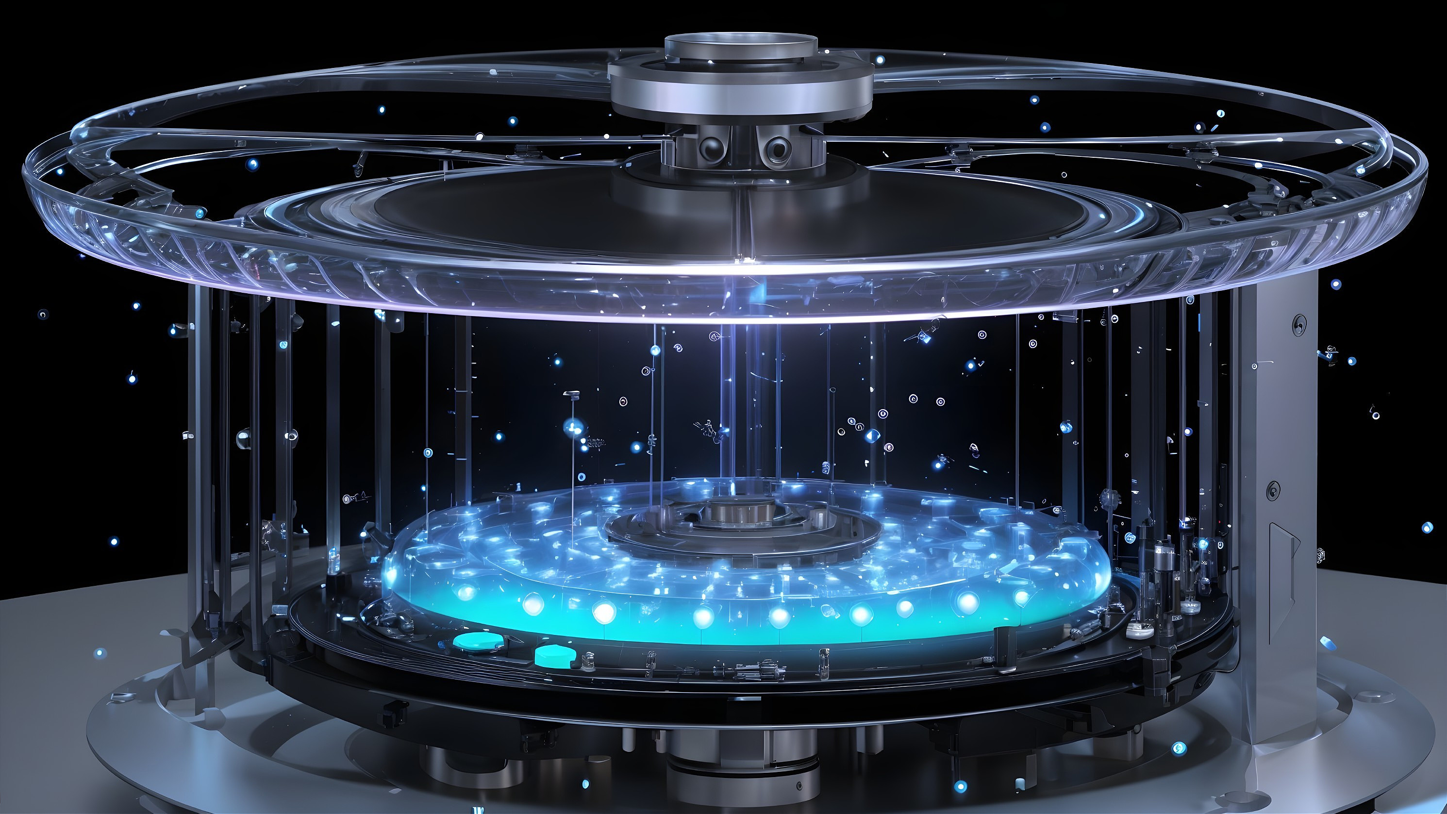 Futuristic Transparent Device with Luminous Features