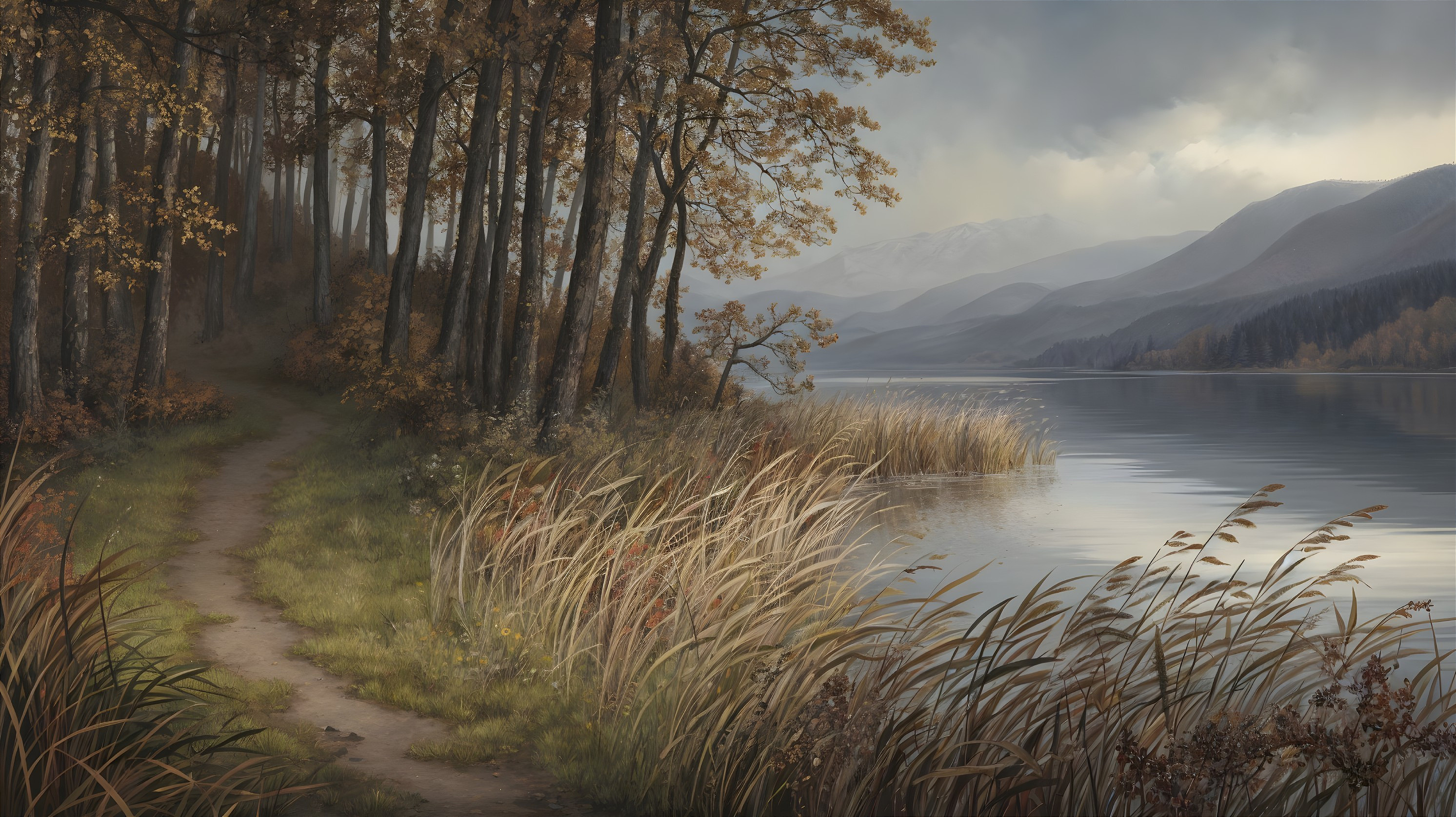 Tranquil Autumn Landscape with River and Foliage