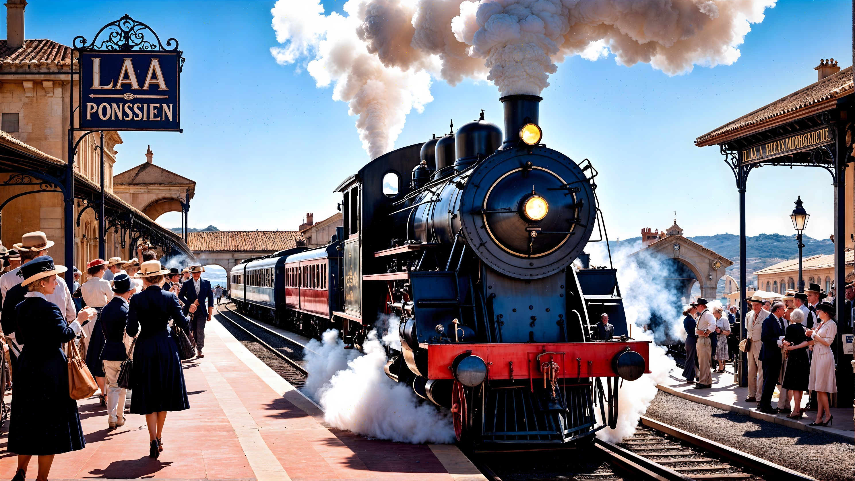 Vintage Steam Locomotive at Historic Train Station