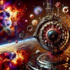 Vibrant Garden Scene with Colorful Flowers and Trees