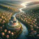 Charming Hillside Village with Scenic Landscape Features