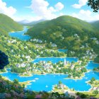 Ancient Cityscape with Towering Sandstone Structures