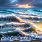 Mystical layered cityscape with gothic spires and autumn trees in mist