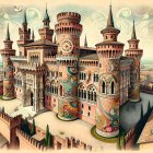 Luxurious Interior Featuring Red Sofas and Marble Floor