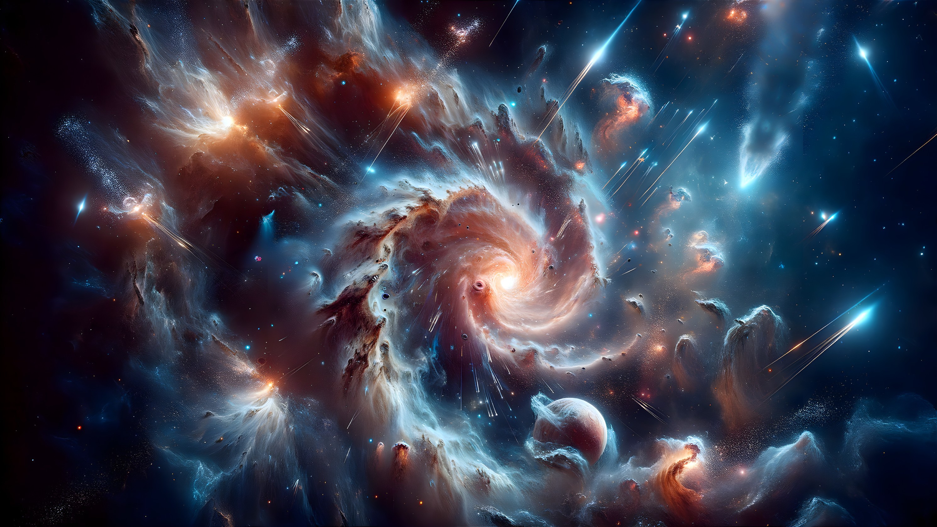 Vibrant Nebula with Stars and Comets in Cosmic Scene