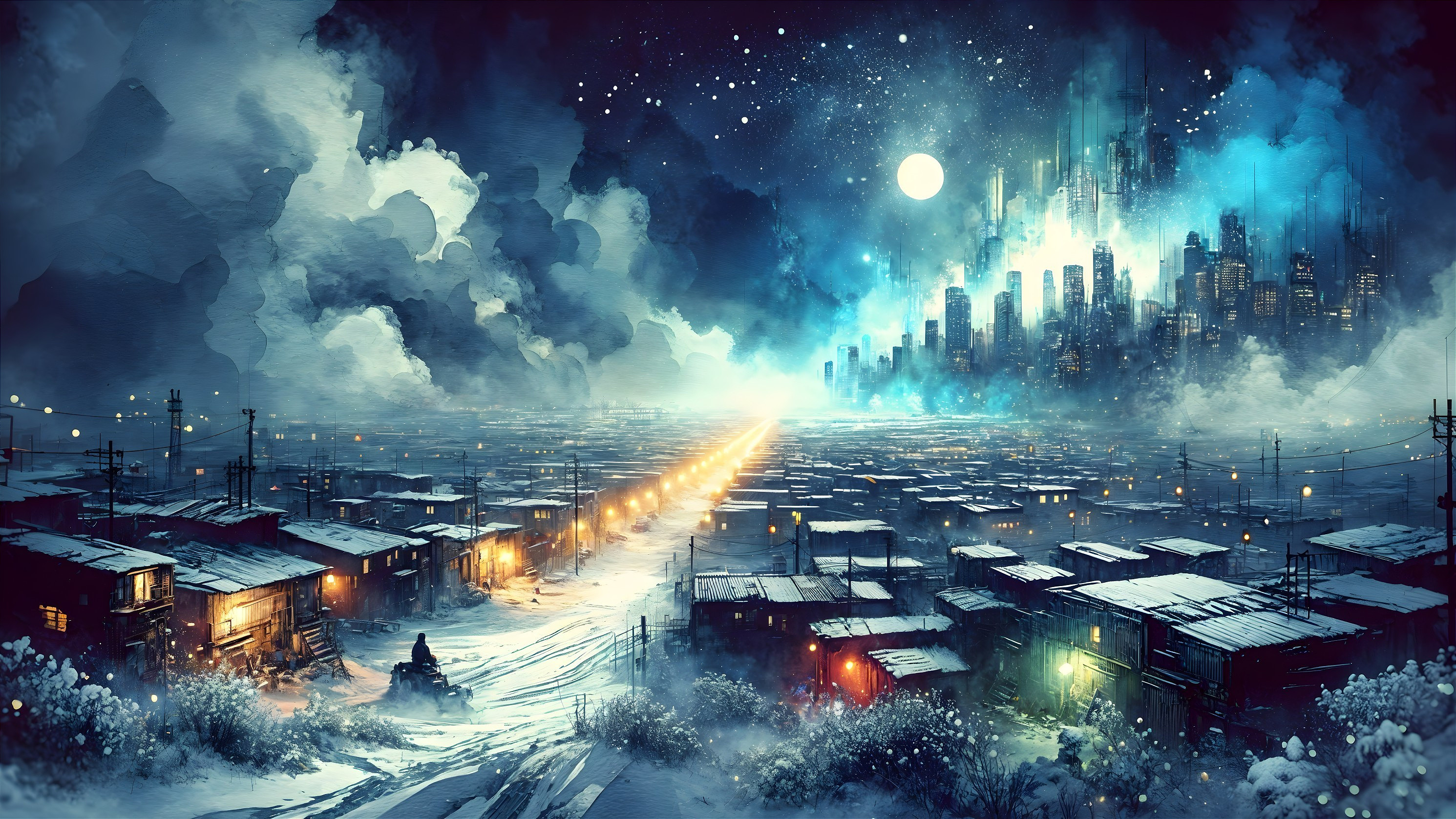 Futuristic Cityscape and Desolate Landscape Artwork