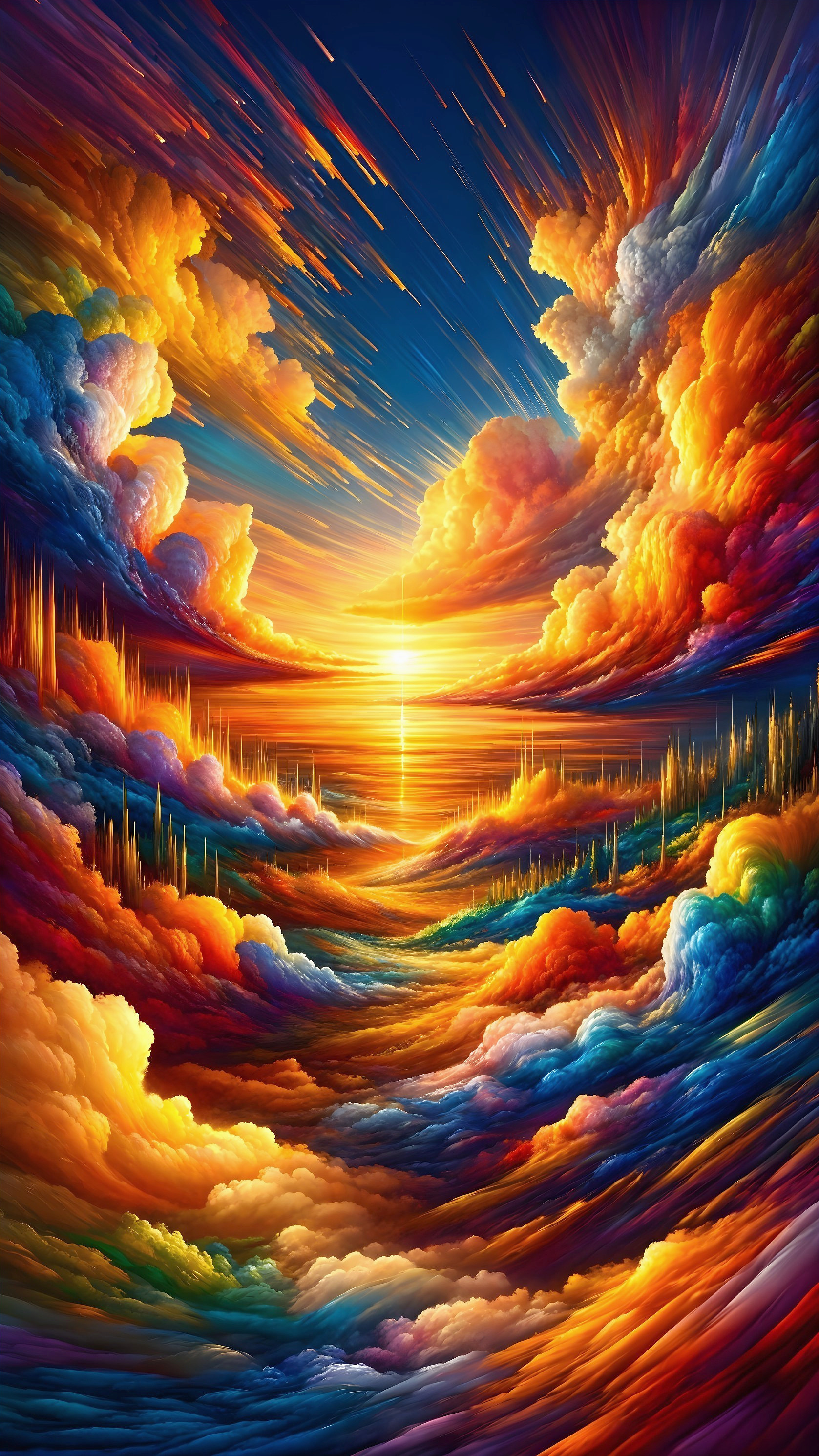 Vibrant Sunset Scene with Dynamic Cloud Colors