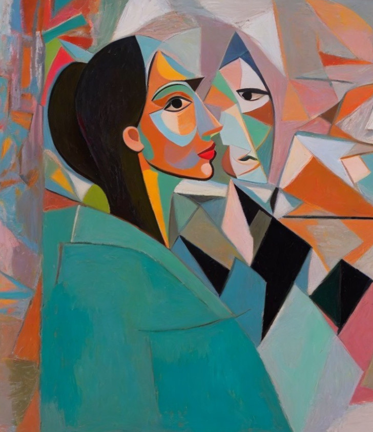 Abstract Figures in Vibrant Colors and Geometric Shapes