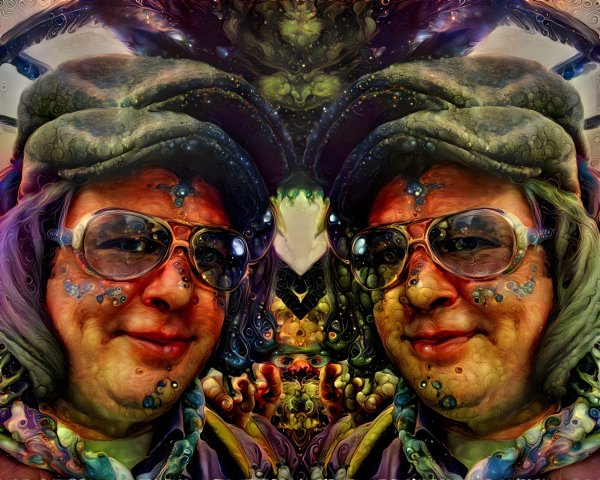 Surreal Portrait with Colorful Hat and Patterns