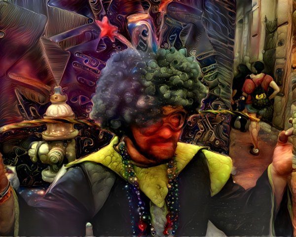 Colorful Scene with Person in Vibrant Attire and Patterns