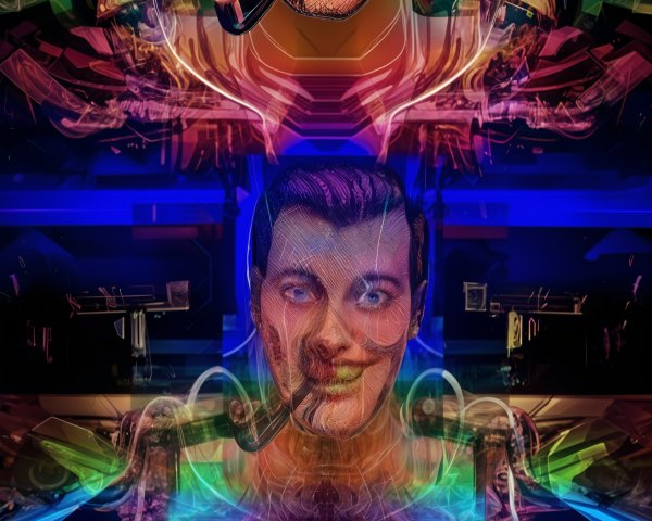 Stylized Faces in Retro-Futuristic Neon Art