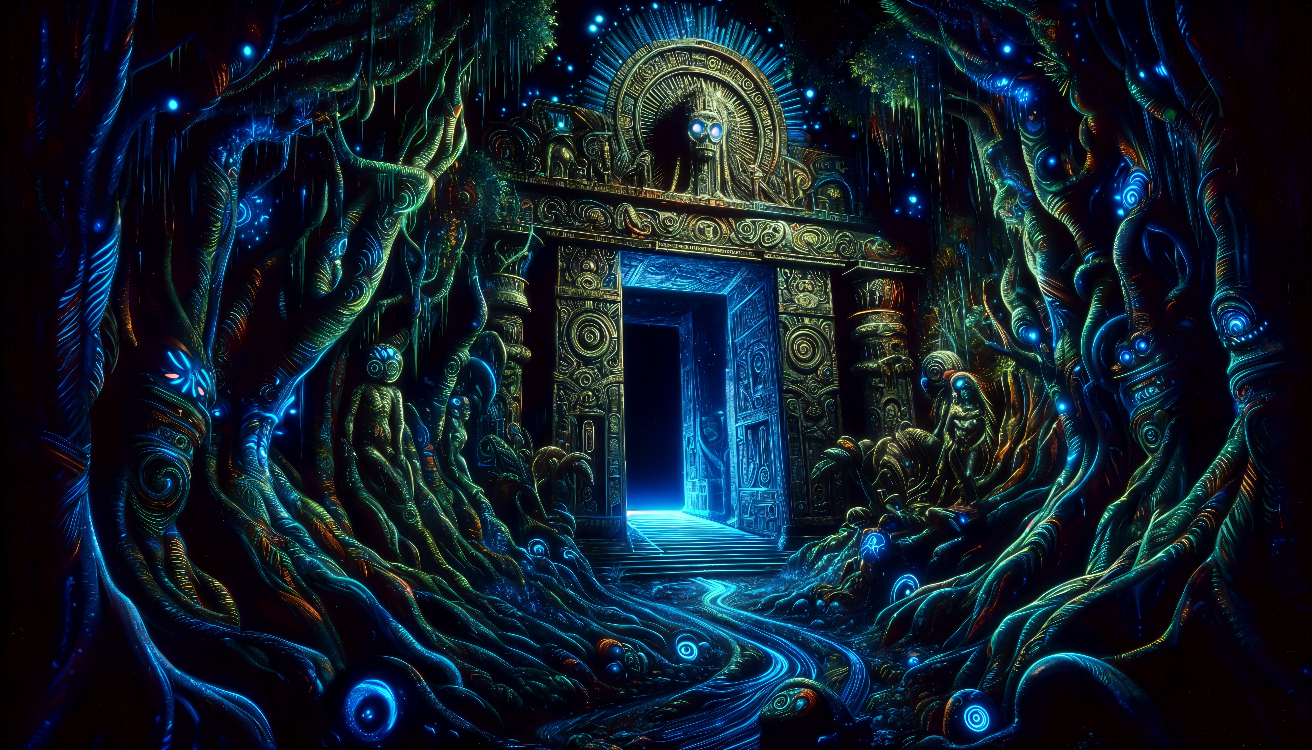 Mystical Doorway in an Otherworldly Forest Setting