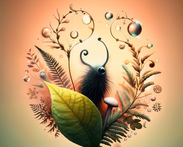 Whimsical Creature in Vibrant Nature Illustration