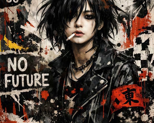 Punk Graphic Novel Style Digital Painting Description