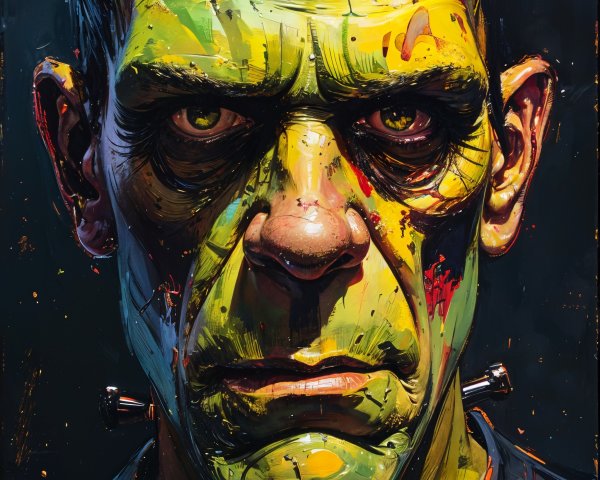 Vibrant Portrait of a Frankenstein-like Creature