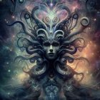 Surreal Cosmic Figure with Abstract Patterns and Colors