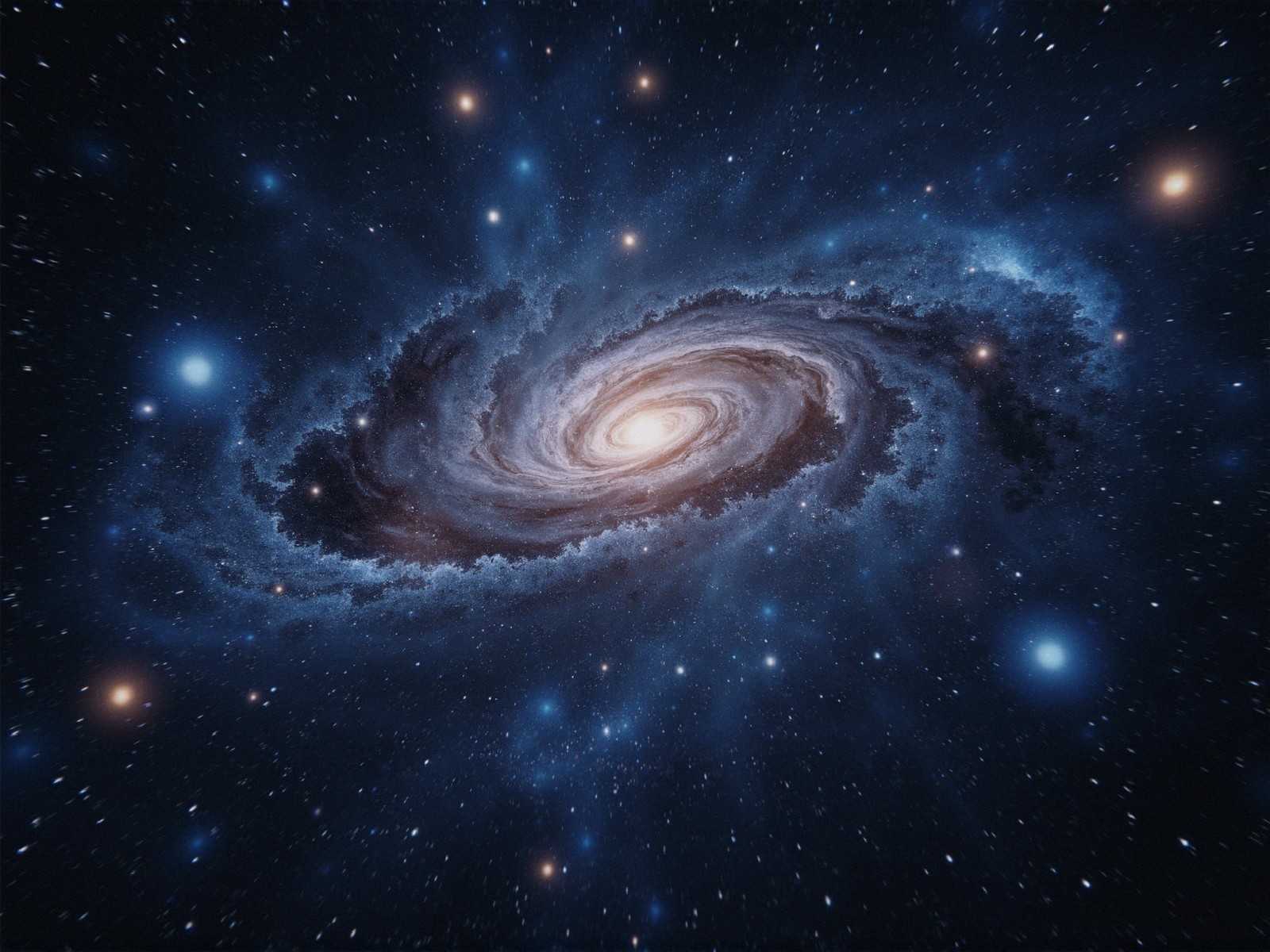 Spiral Galaxy with Swirling Arms and Starry Background