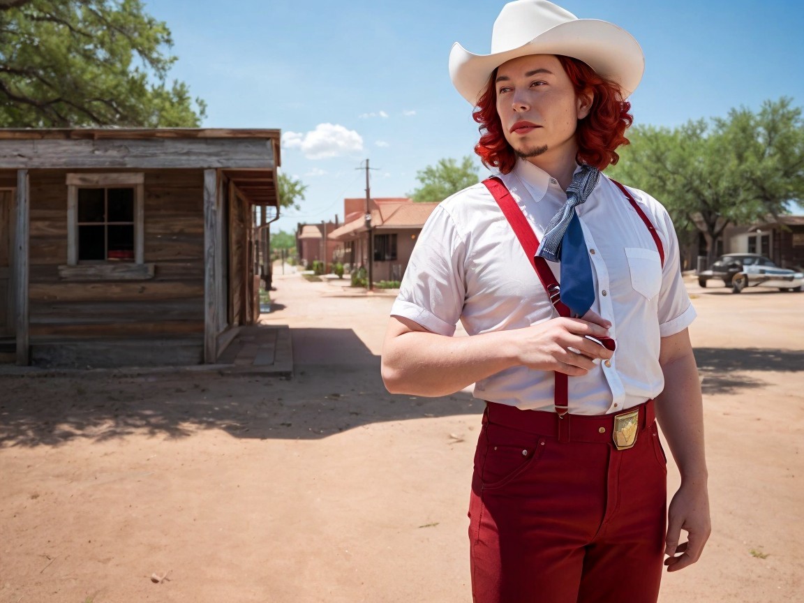 Western-Inspired Outfit in Dusty Town Setting