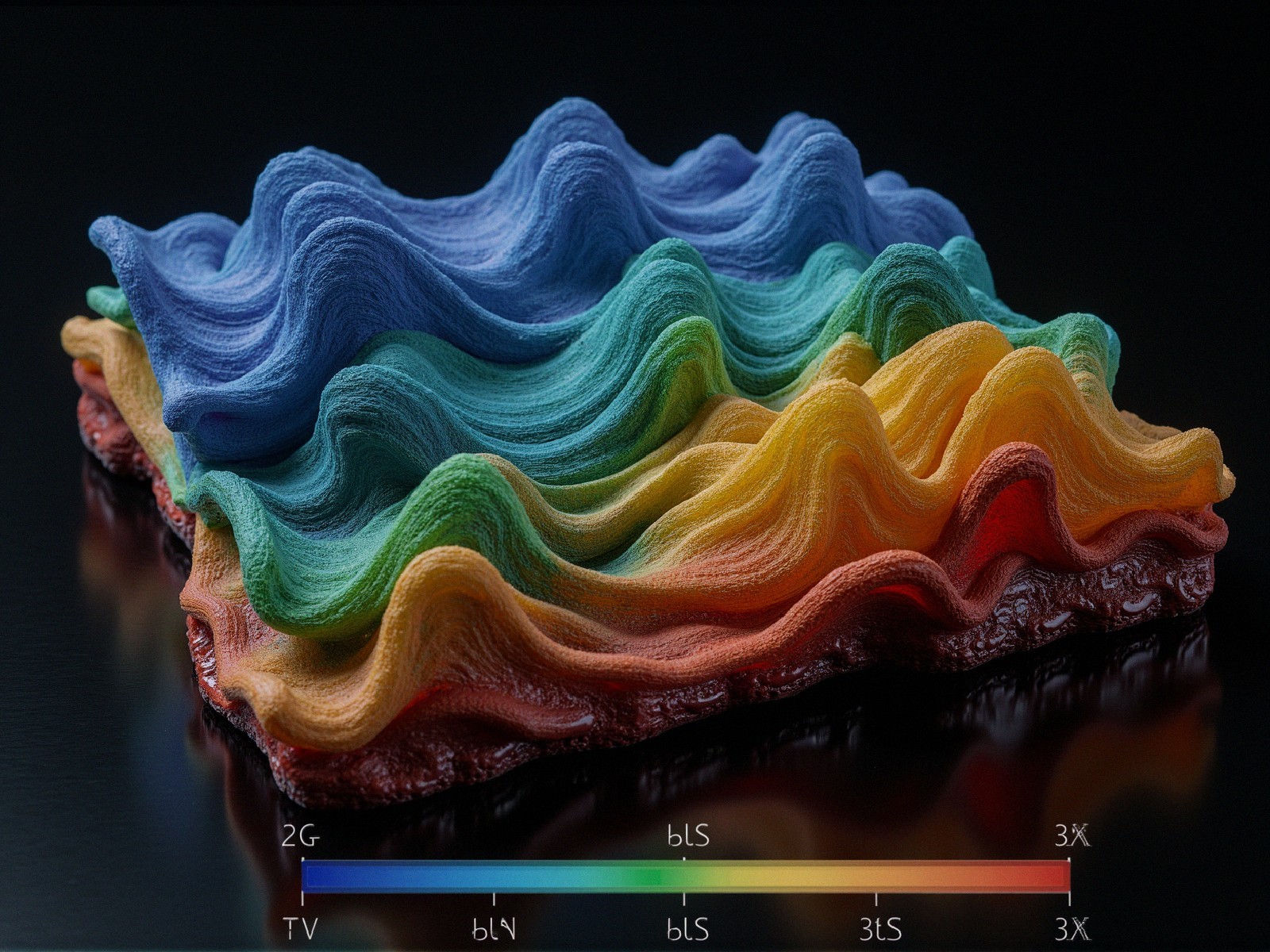 Vibrant Multi-Layered Abstract Sculpture with Color Gradients