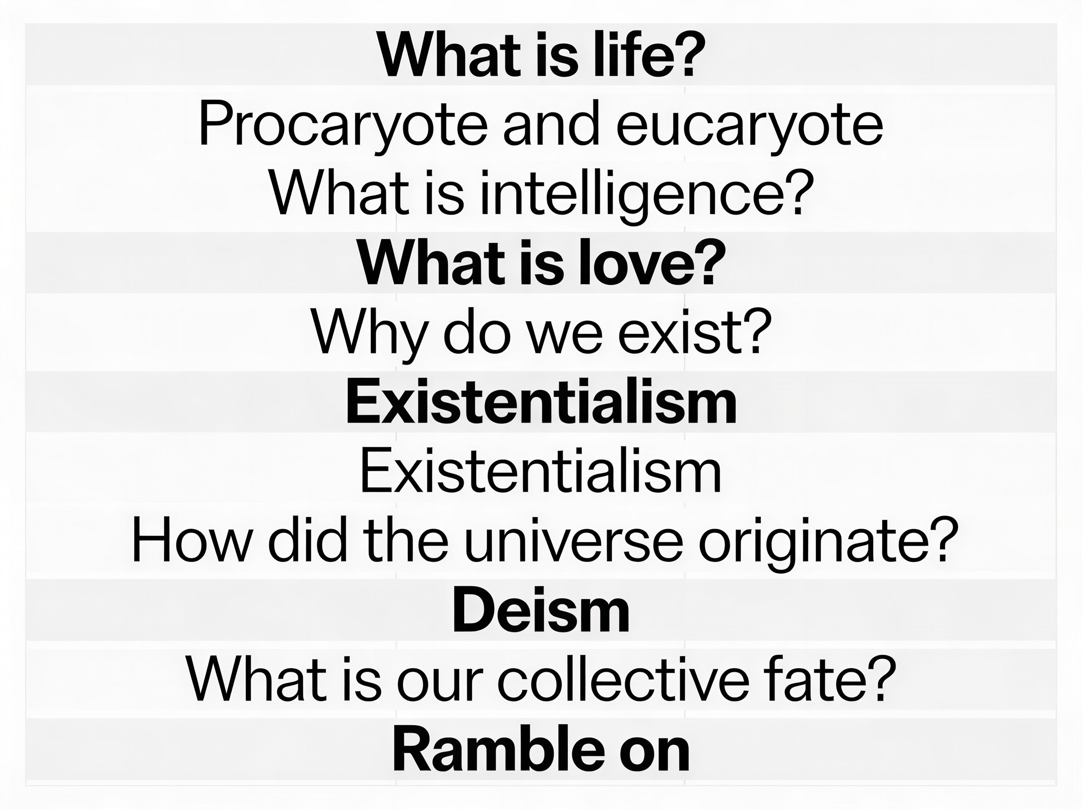 Philosophical Questions and Answers in Black-and-White