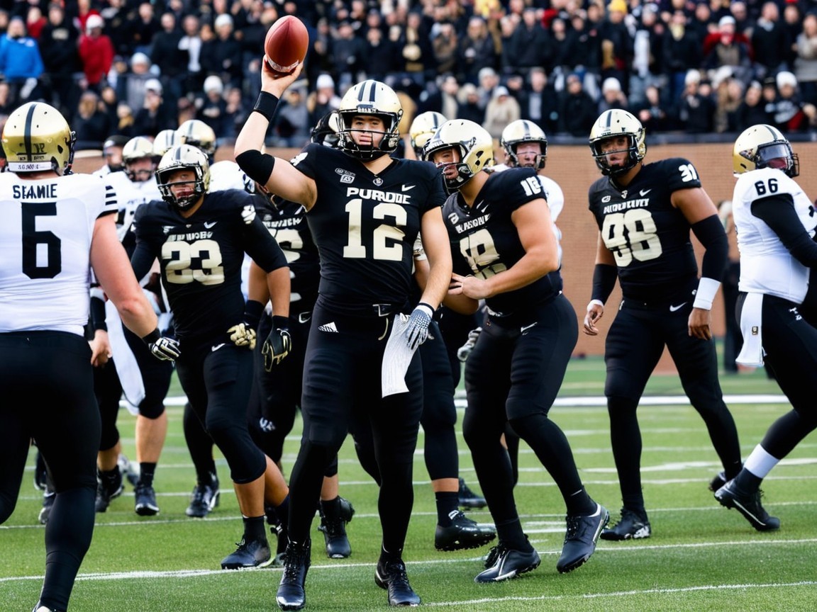 Football Player Prepares for Throw Amid Cheering Crowd