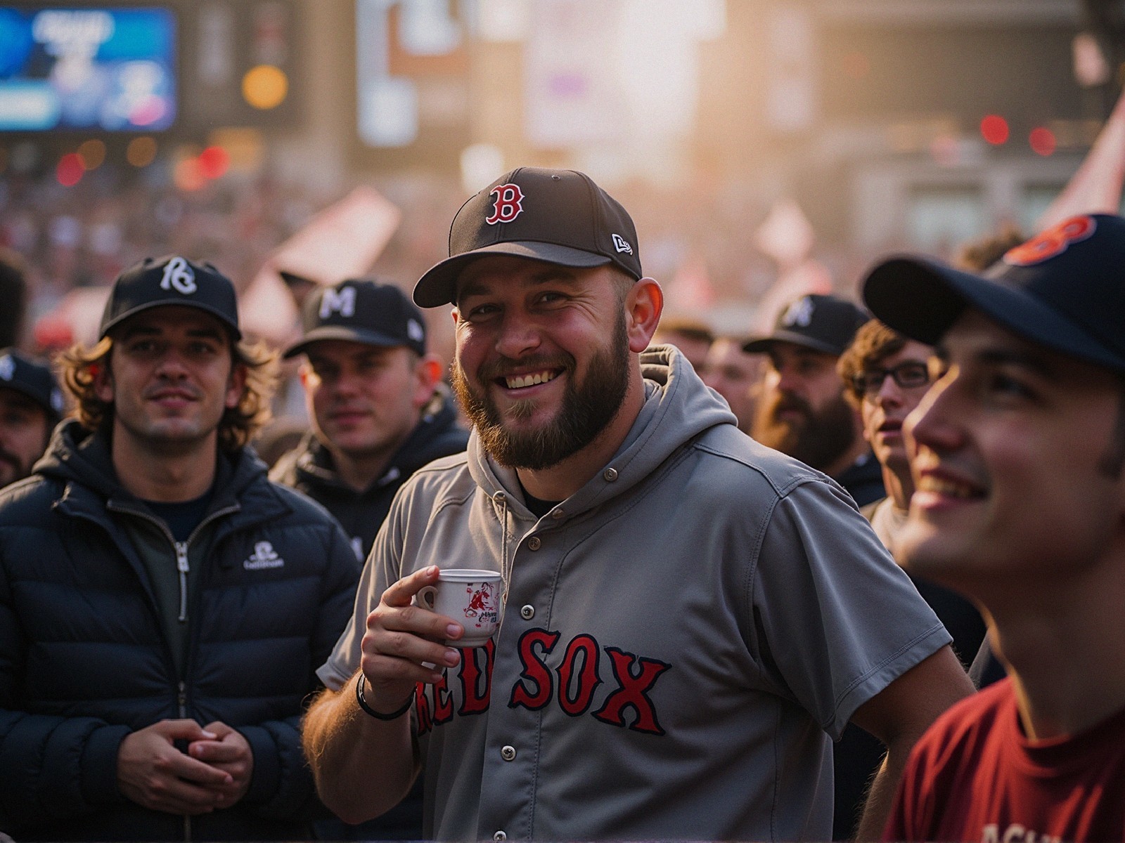Baseball Fans Gather at Outdoor Boston Red Sox Event