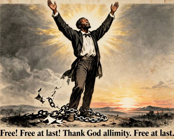 Old-fashioned poster of a freed African-American man