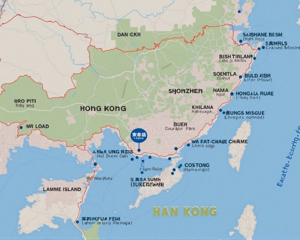 Geographical Map of Hong Kong's Features and Sites
