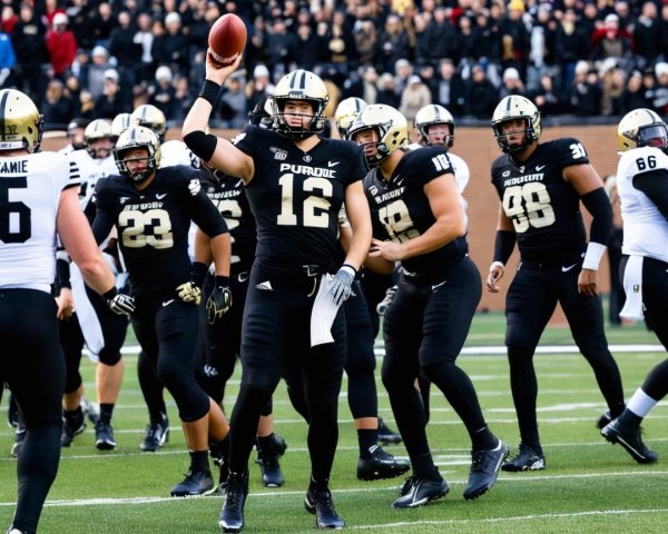 Football Player Prepares for Throw Amid Cheering Crowd