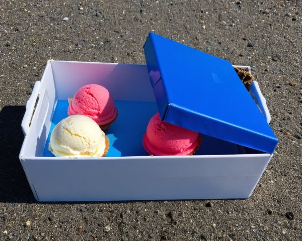 Colorful Ice Cream Scoops in Open White Box
