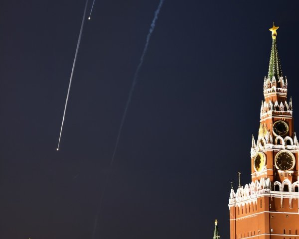 Night View of Illuminated Kremlin with Scenic River