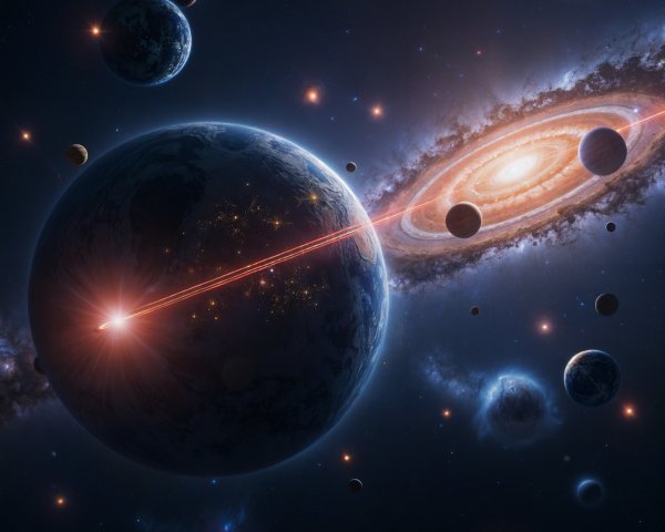Vibrant Galaxy and Celestial Bodies in Cosmic Scene