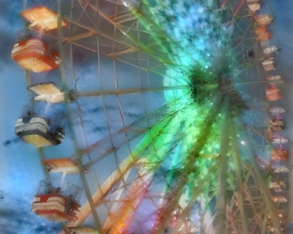 Vibrant Ferris Wheel Illuminates Night Sky at Carnival