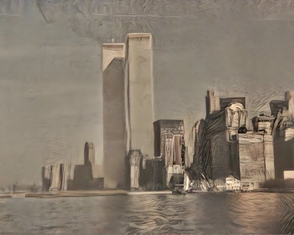 Stylized City Skyline with World Trade Center Towers