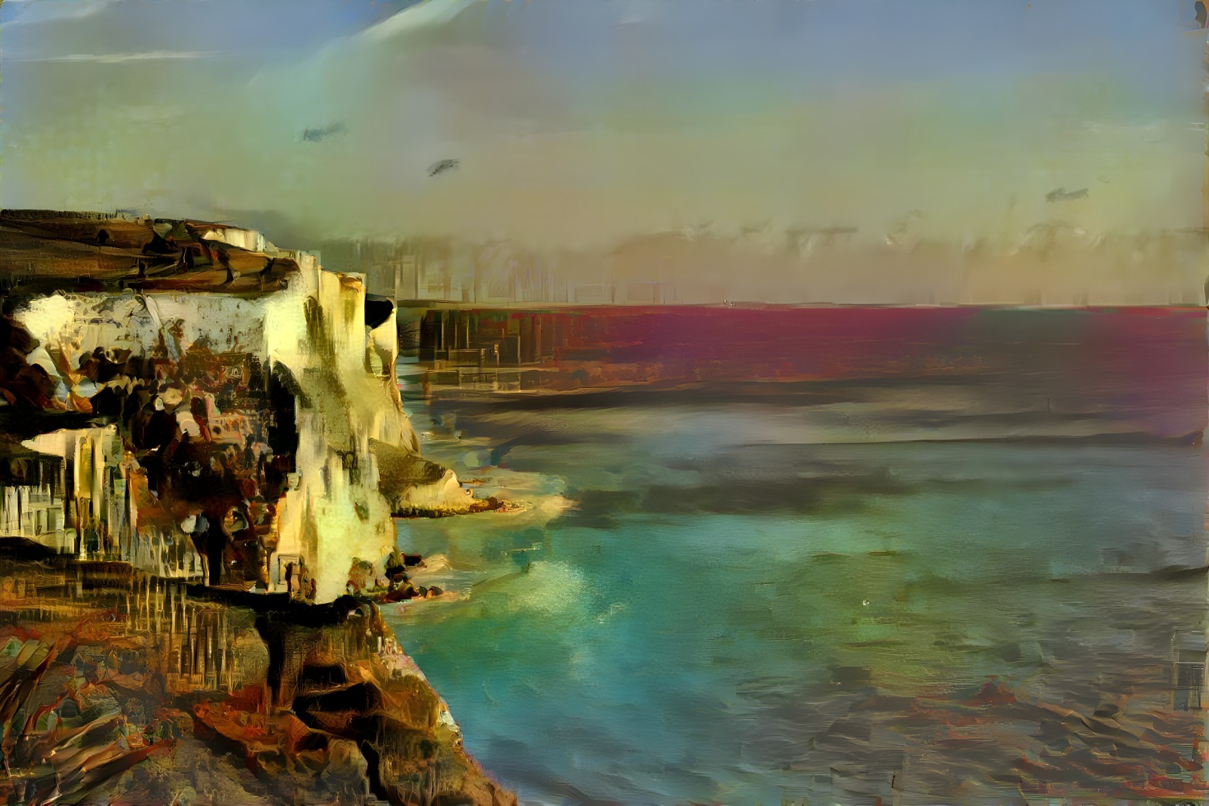 Rugged Cliffs and Tranquil Sea at Picturesque Coastline
