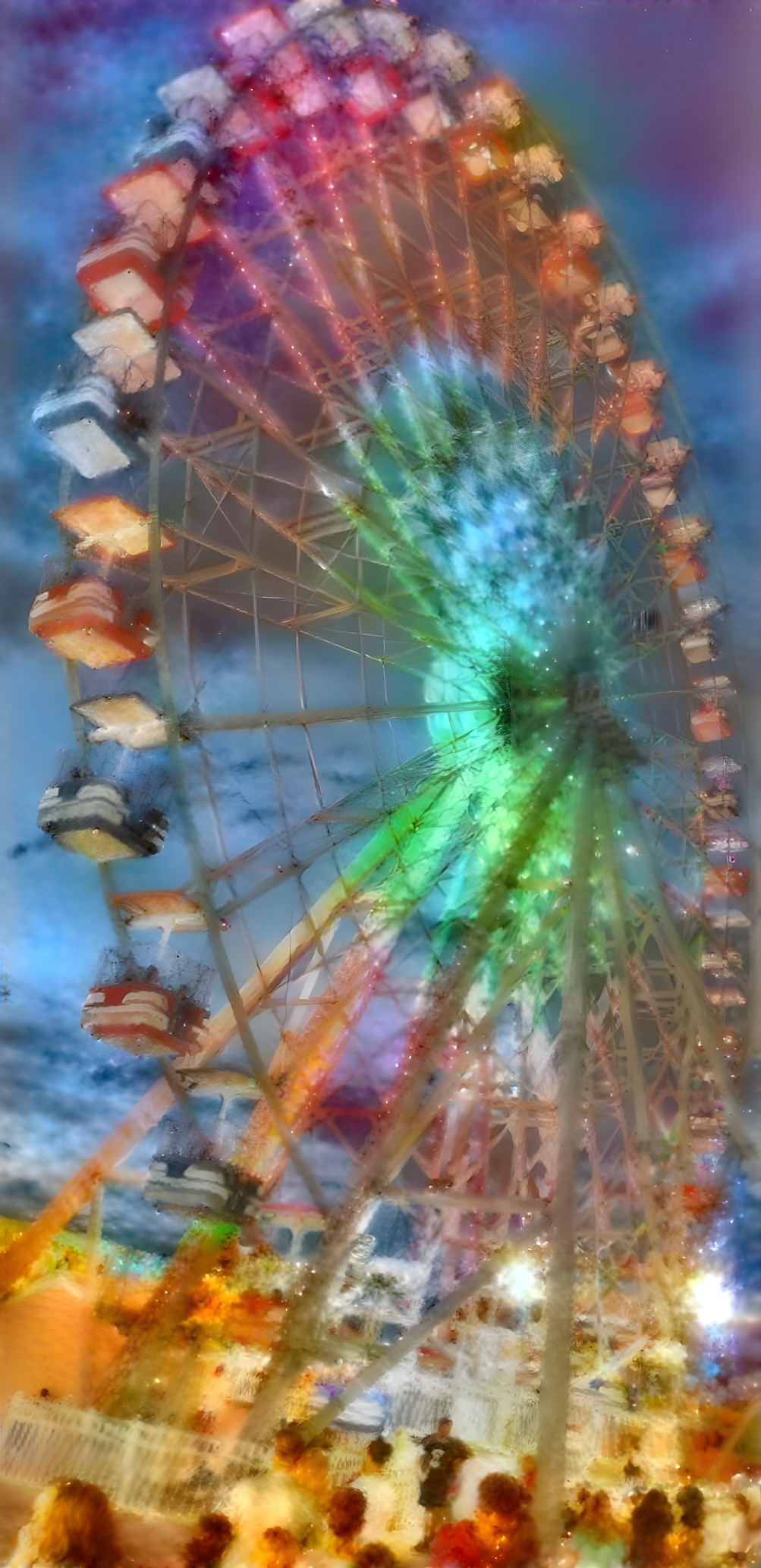 Vibrant Ferris Wheel Illuminates Night Sky at Carnival