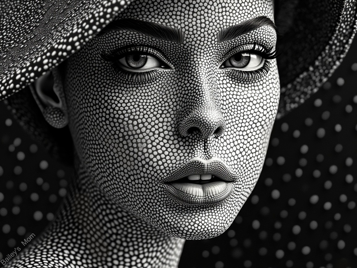 Monochrome Portrait of a Woman with Textured Details