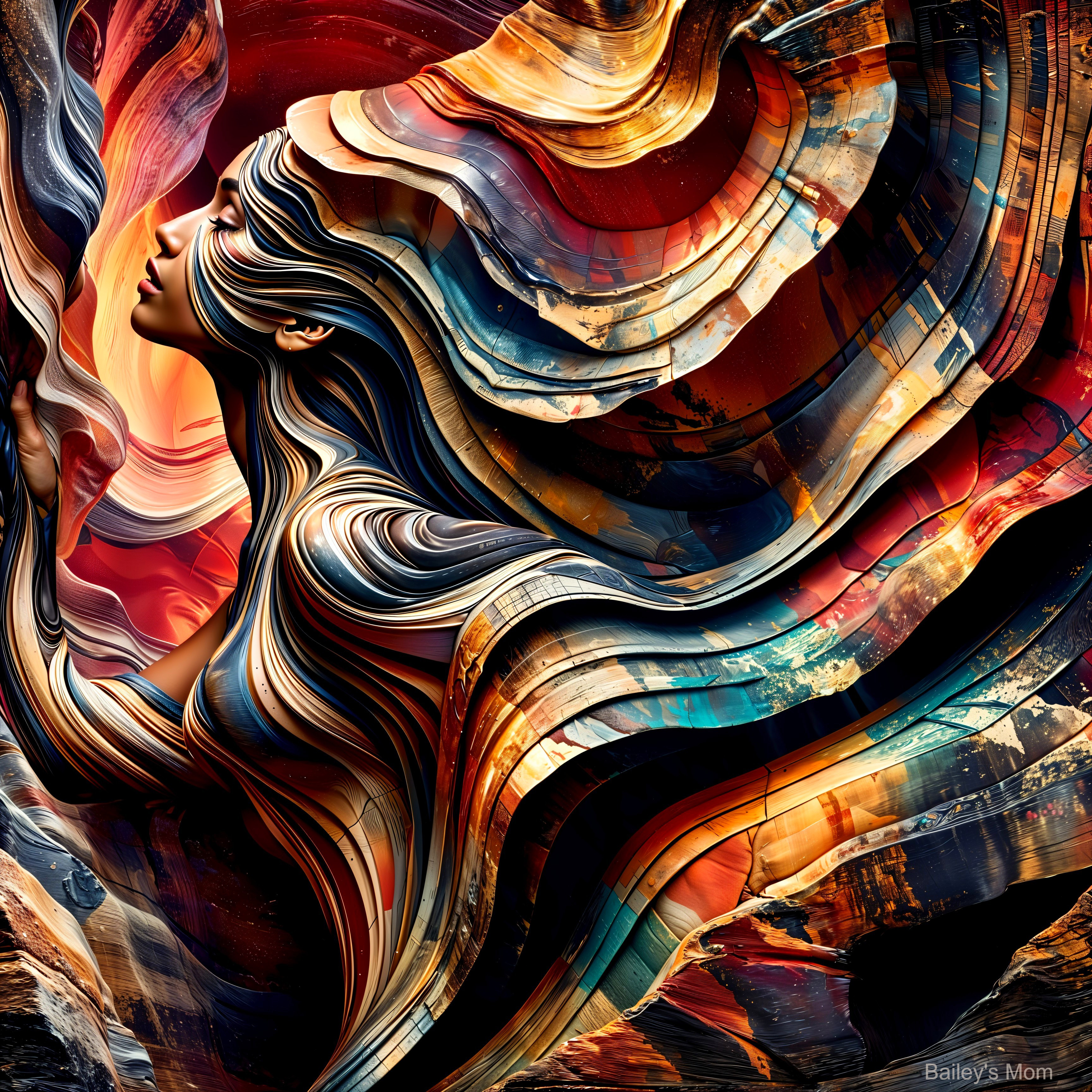 Abstract Representation of a Woman with Vibrant Colors