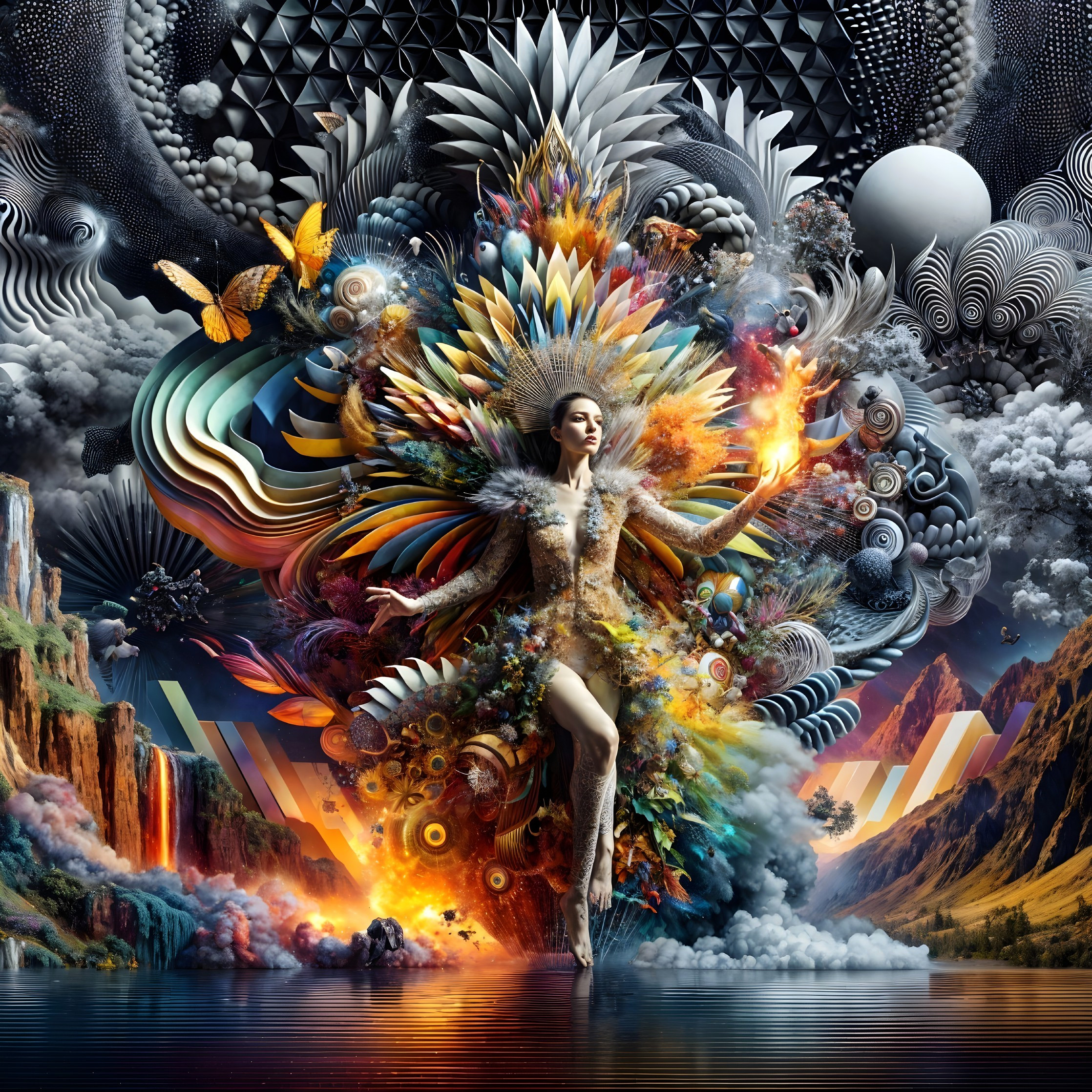 Vibrant Artwork of a Graceful Figure in Nature