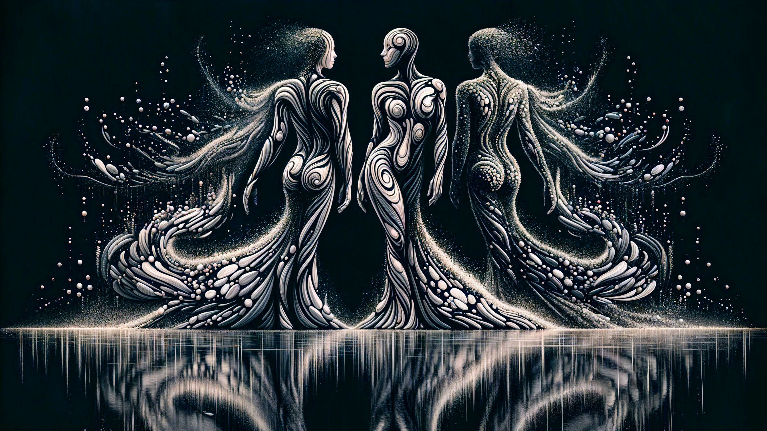 Elegant Abstract Figures with Intricate Patterns