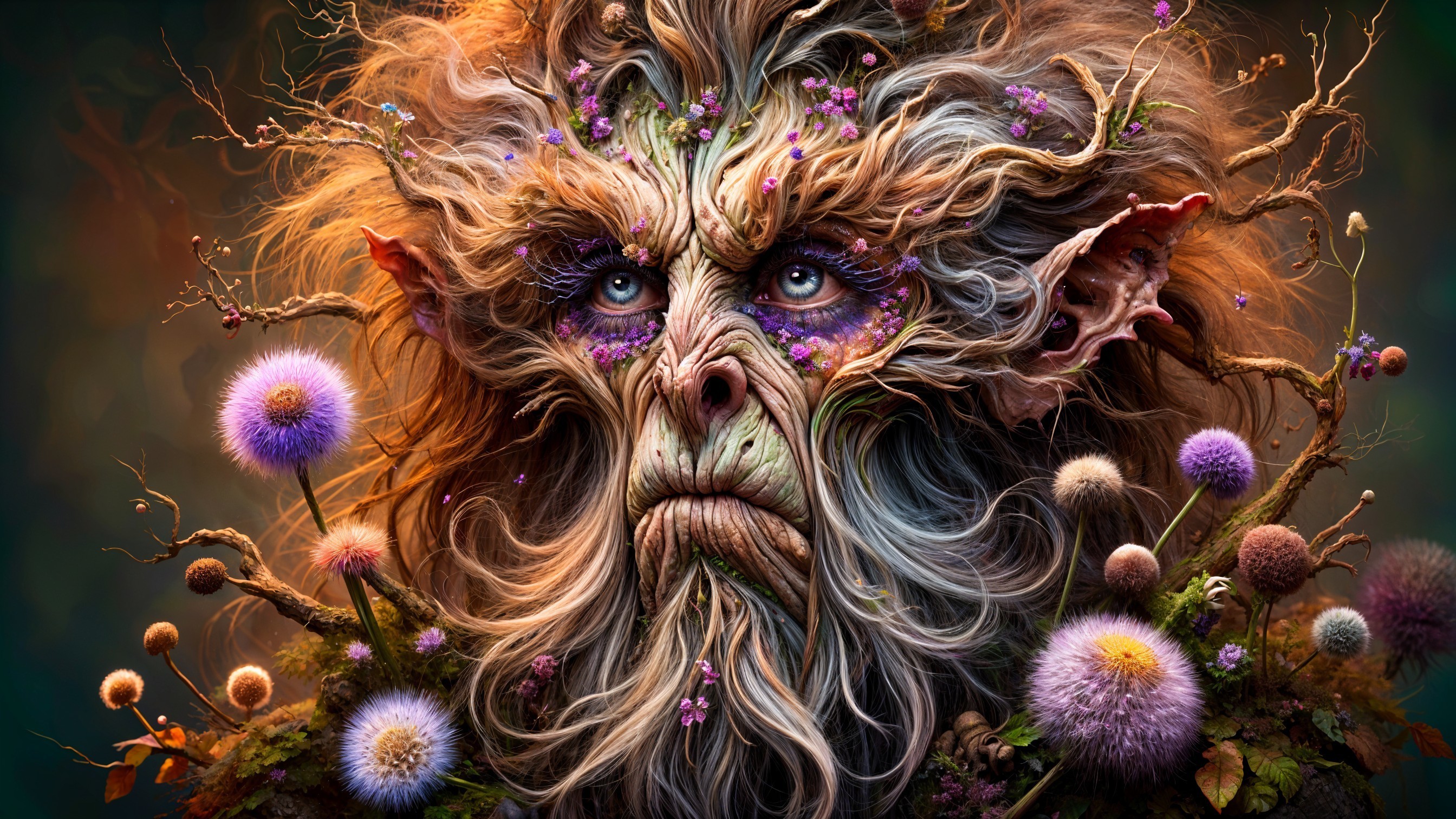 Fantastical Humanoid Creature with Nature Elements
