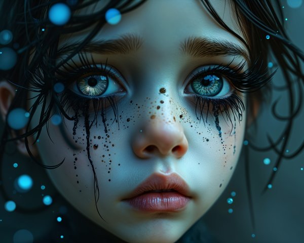 Portrait of a Young Girl with Expressive Blue Eyes