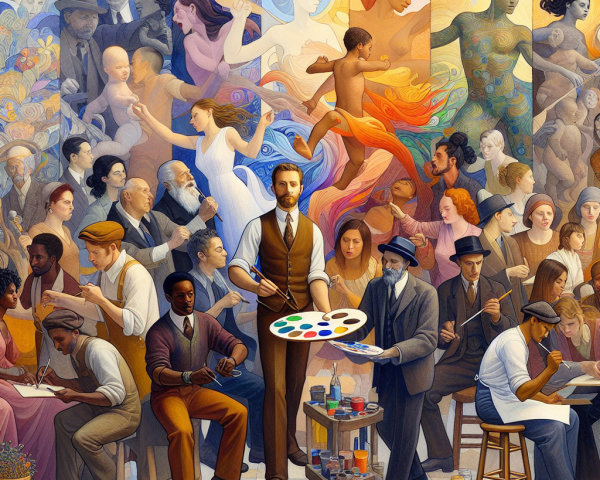 Vibrant Mural Depicting Life's Journey with Diverse Scenes