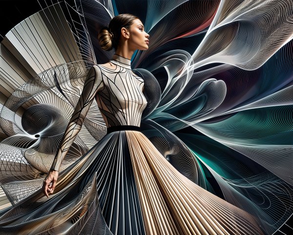 Intricately Designed Dress with Dynamic Patterns and Colors