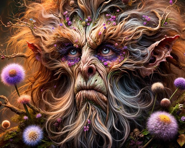 Fantastical Humanoid Creature with Nature Elements