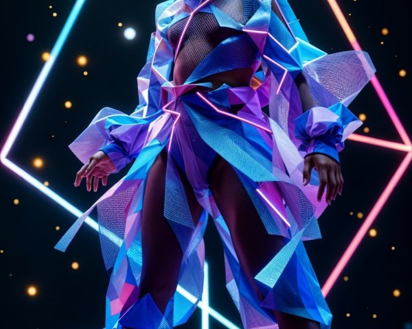 Futuristic Outfit of Young Girl with Braided Hair