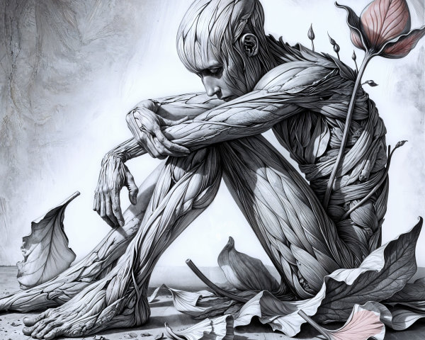 Human Figure in Nature-Inspired Monochromatic Art