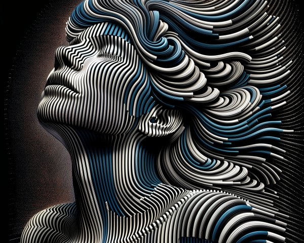 Three-Dimensional Stylized Woman's Profile Design