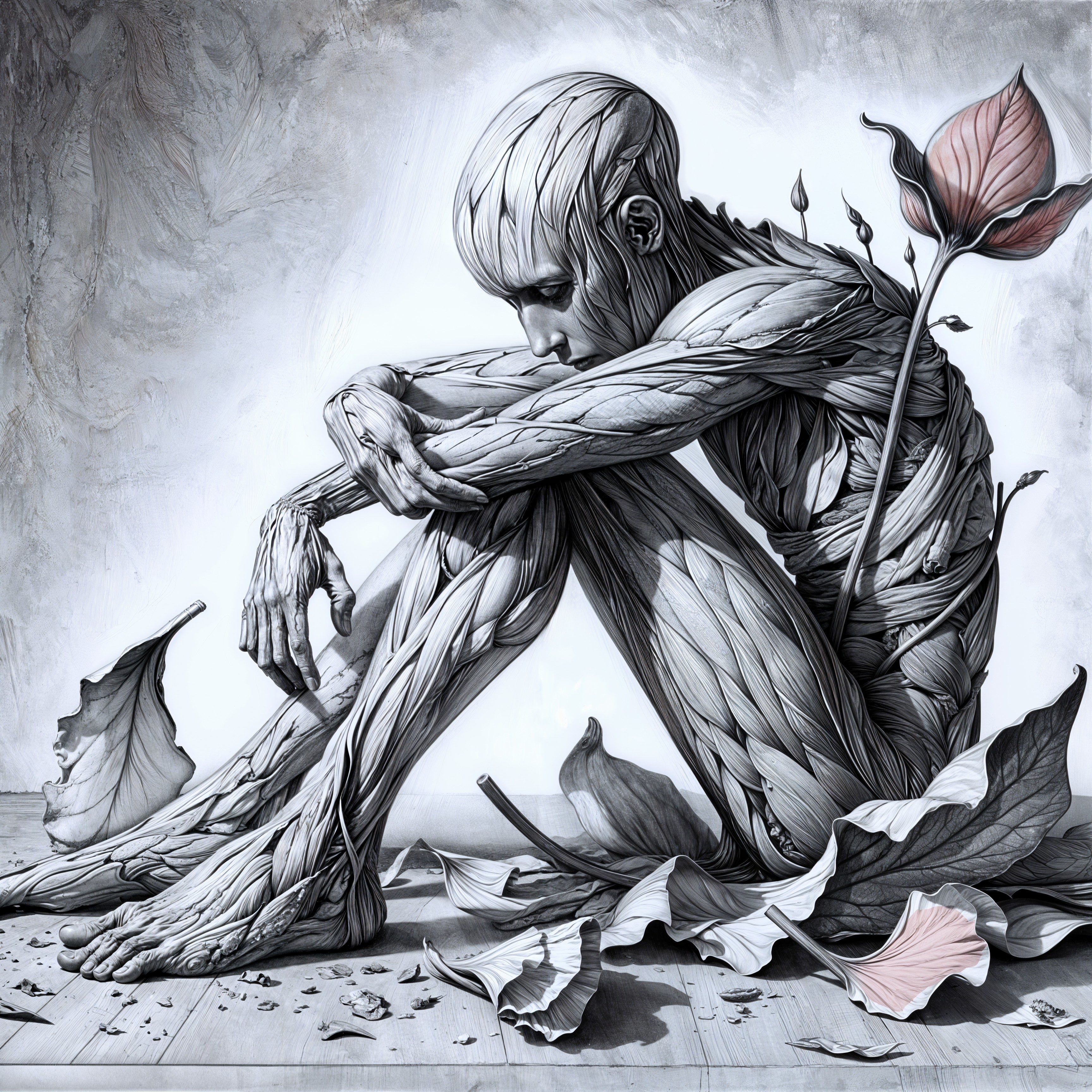 Human Figure in Nature-Inspired Monochromatic Art