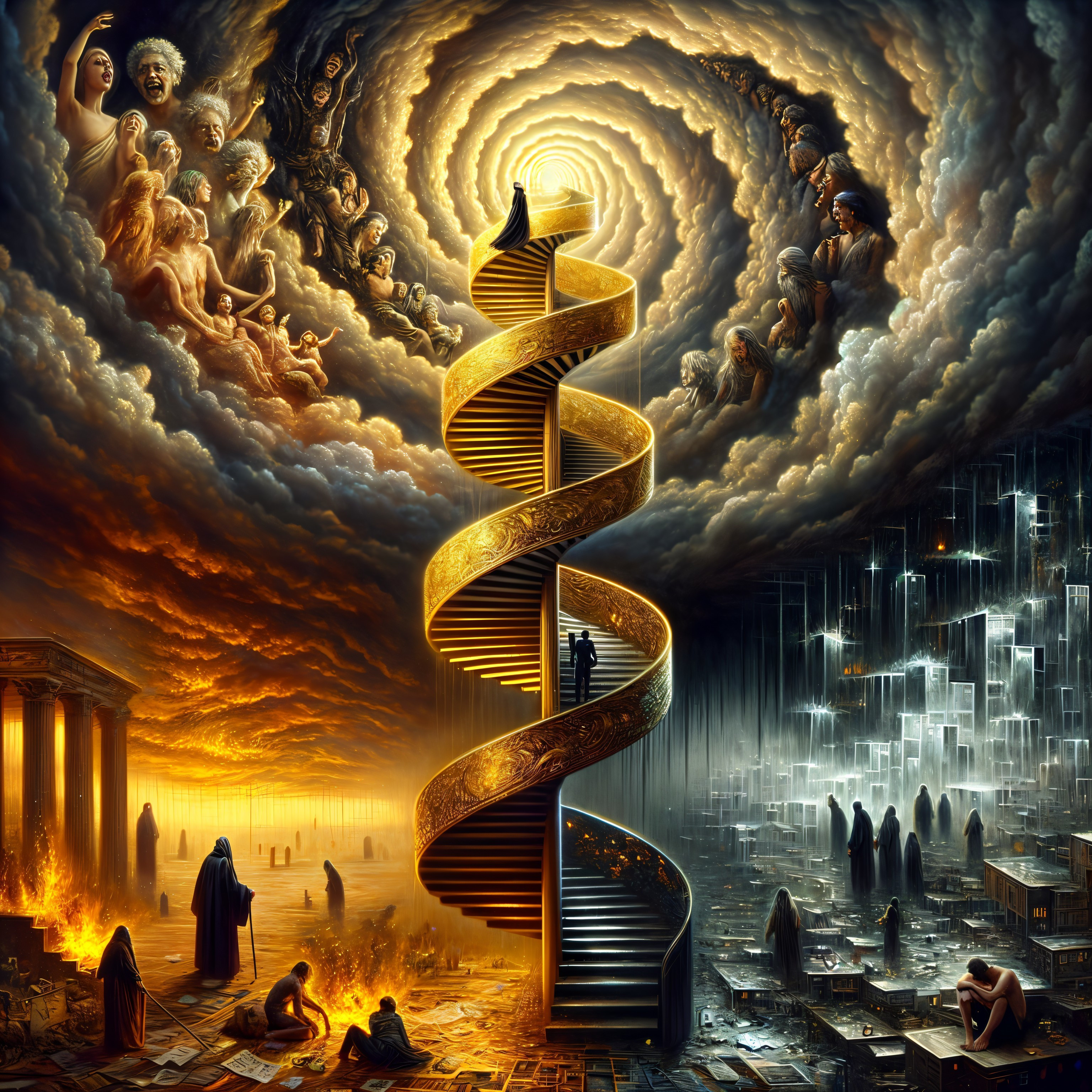 Spiral Staircase Surrounded by Light and Contrast